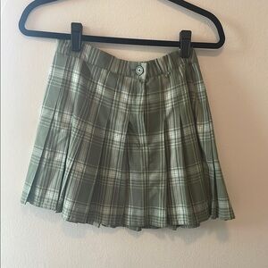 Aerie Green and White Mini Skater Skirt